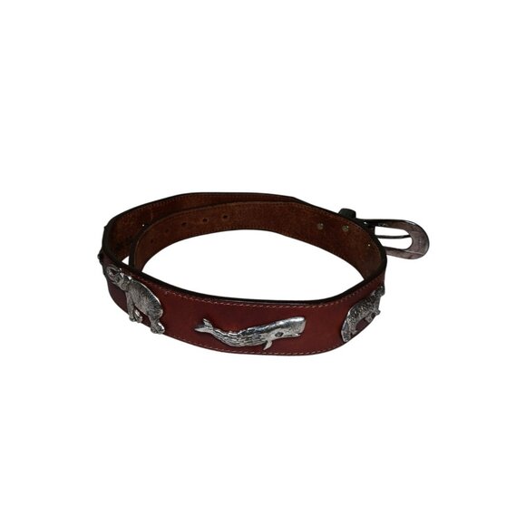 VTG Honest Leather Belt 28 60407 Zoo Animals Up to 29\